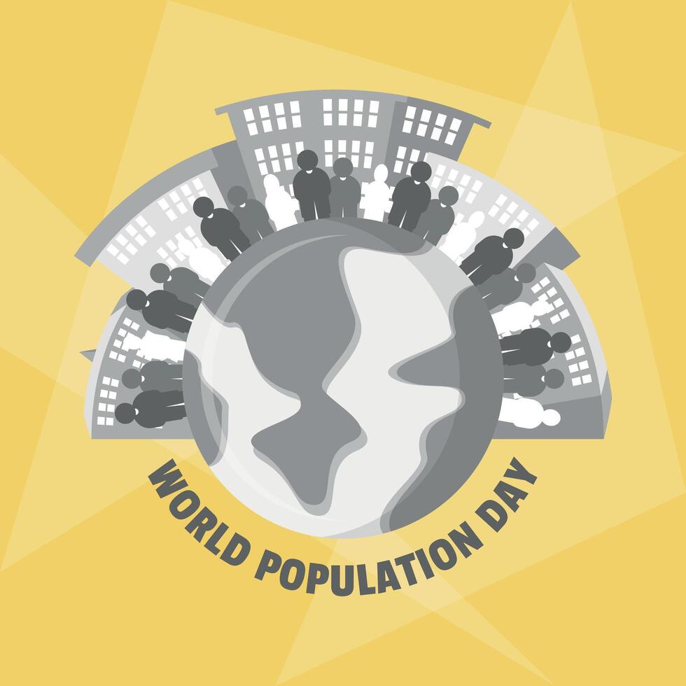World Population Day poster with high population on earth vector