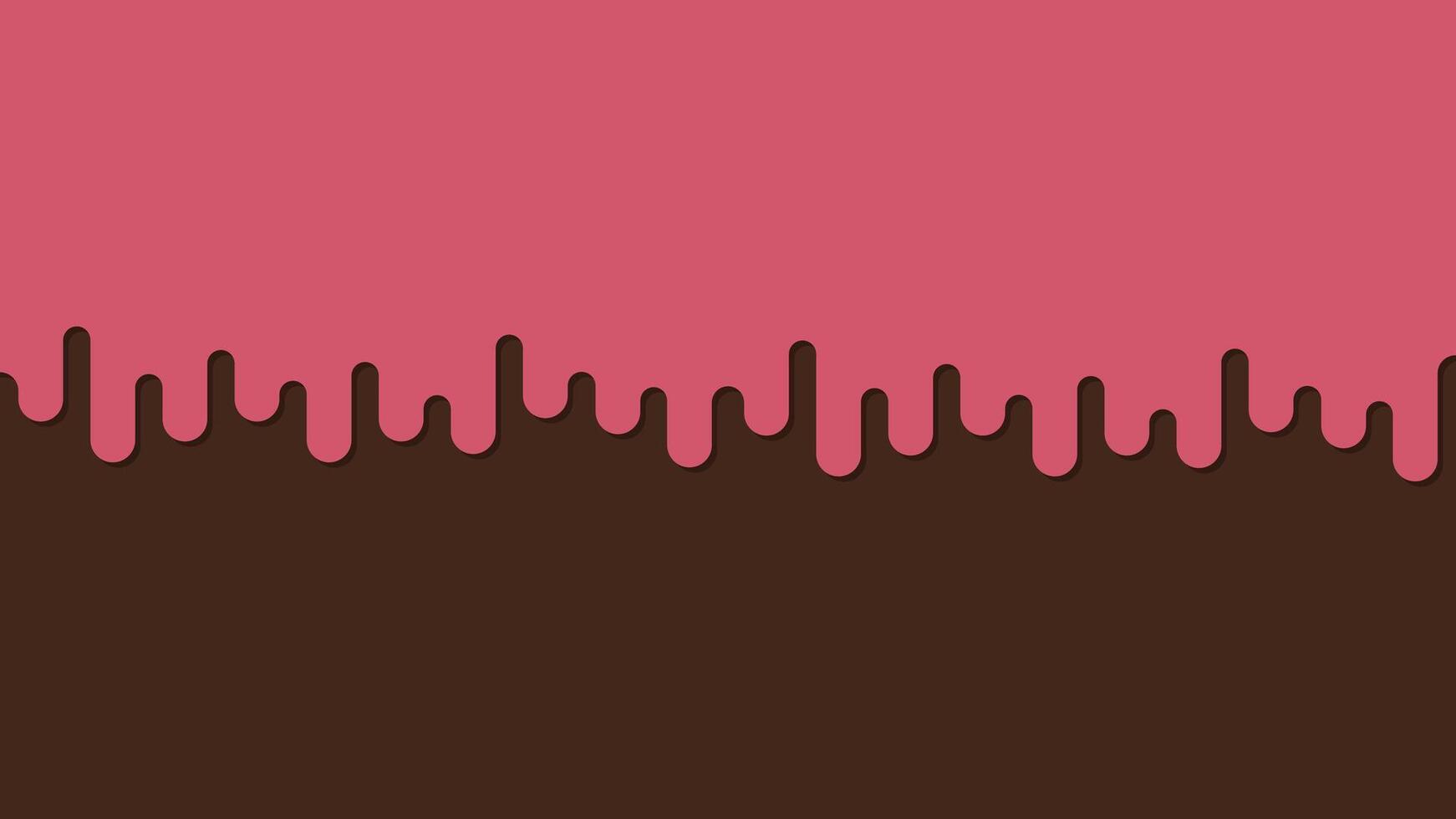 Melted strawberry cream on chocolate cream background vector
