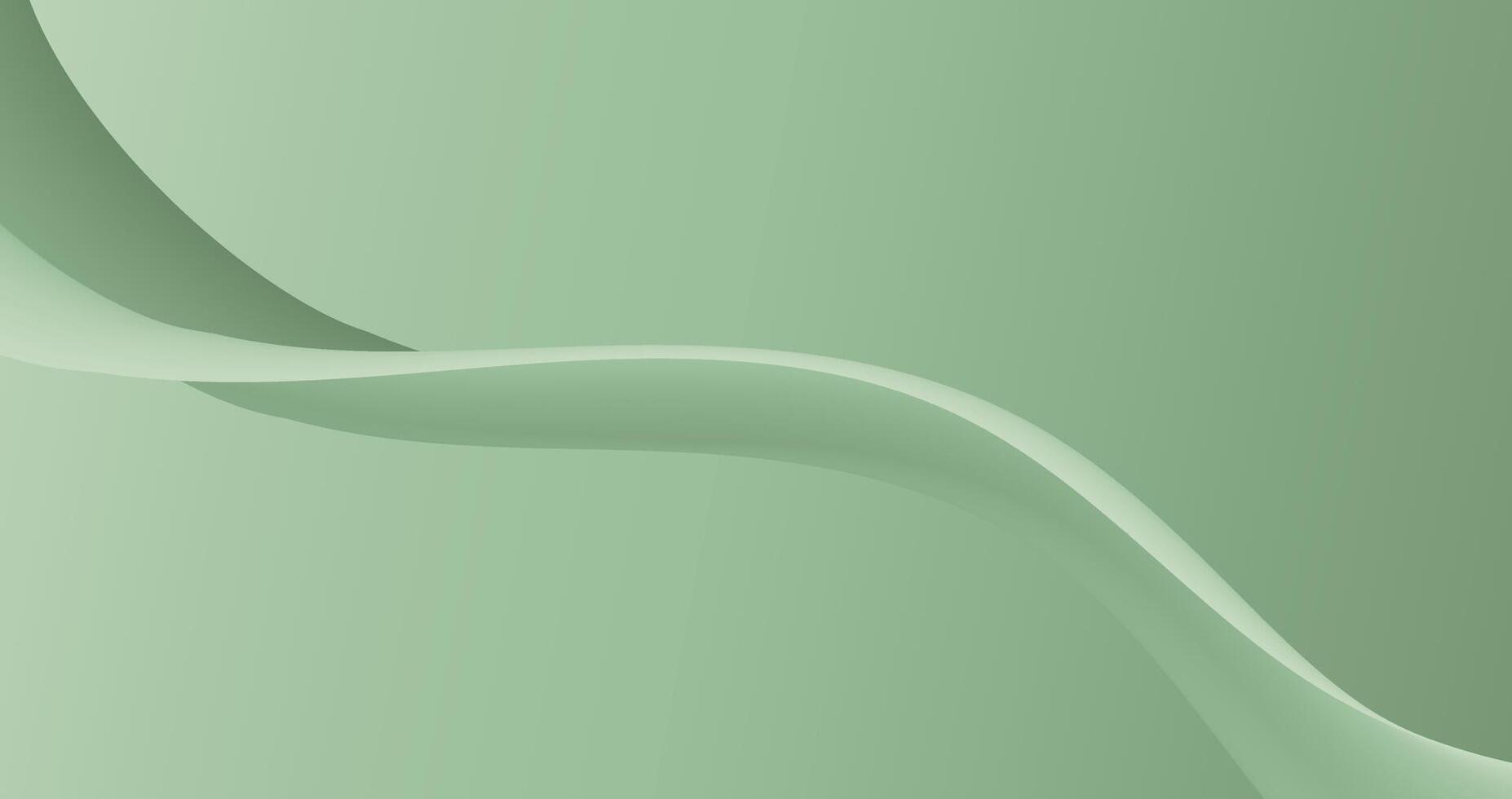elegant green wavy object background with soft color vector