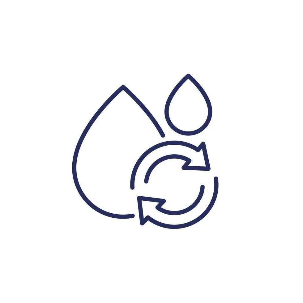 reuse water icon, line pictogram vector