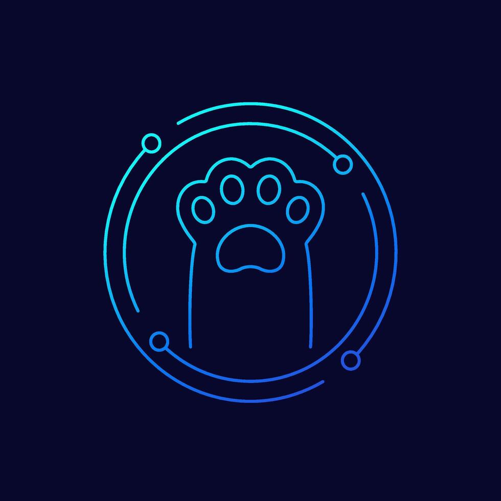 paw of cat or dog icon, linear design vector