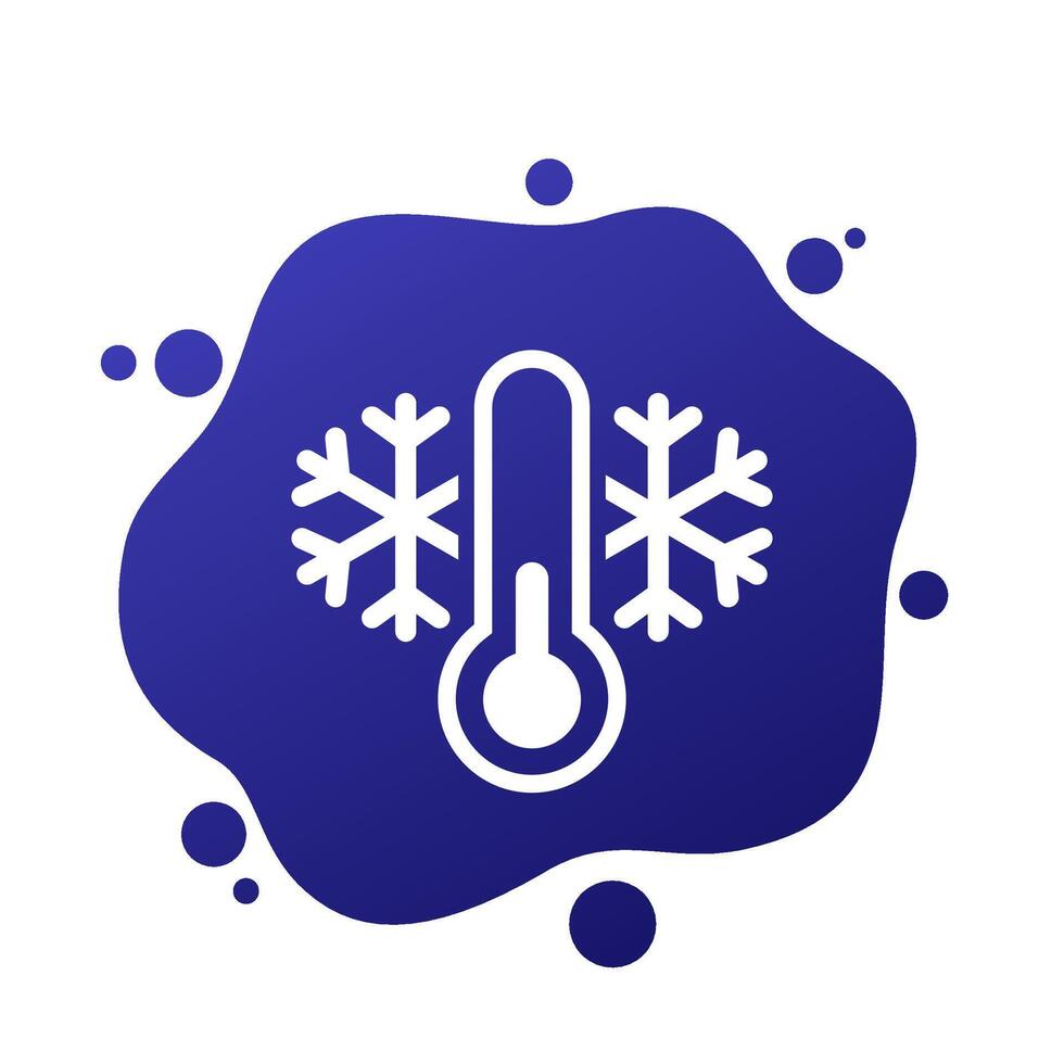 Cold temperature icon with a thermometer, vector