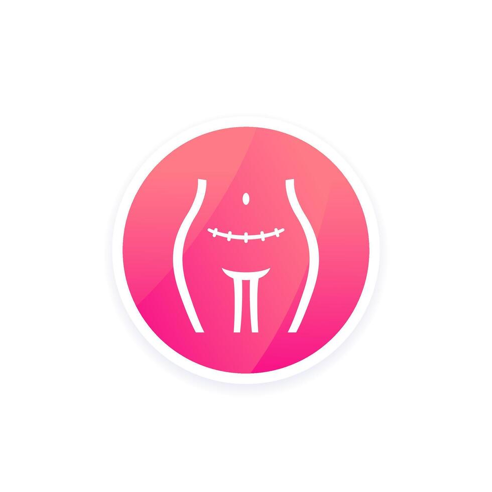 cesarean section and scar icon, design vector