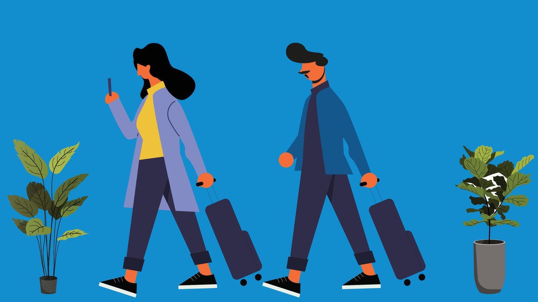 Passengers waiting for flight in airport illustraiton vector