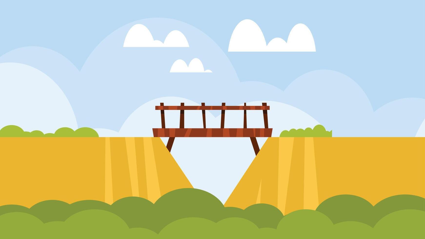 bridge between two hills illustration vector