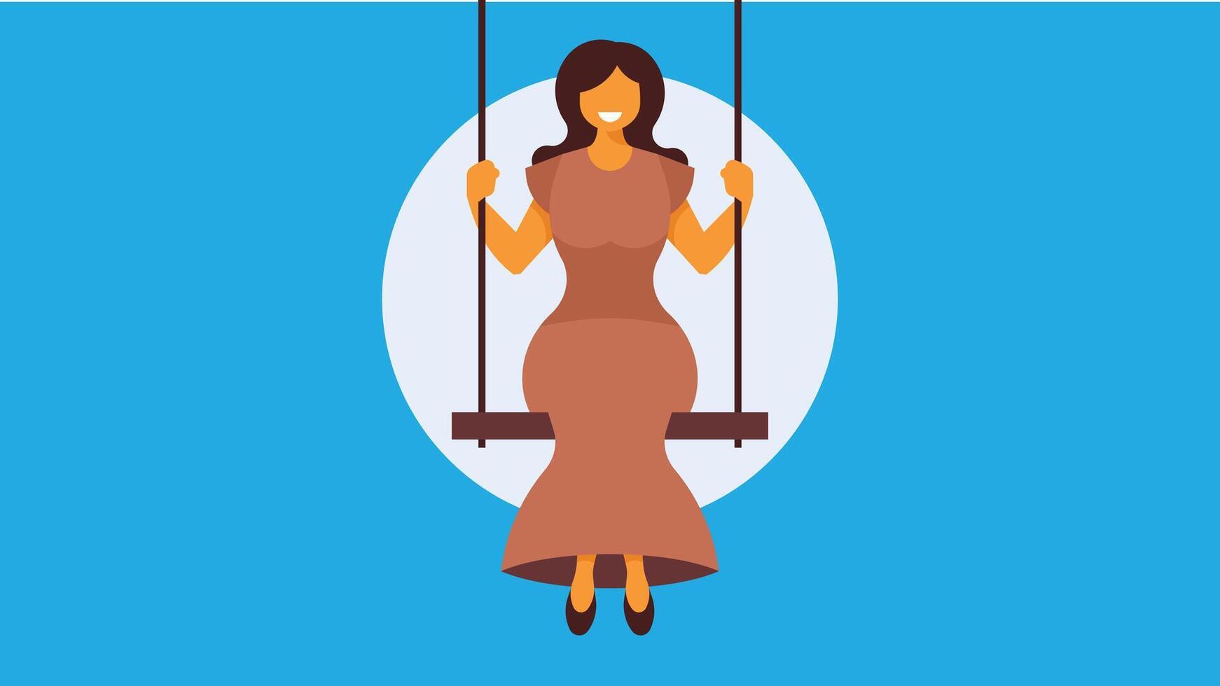 Woman sit on a swing in playground illustration vector