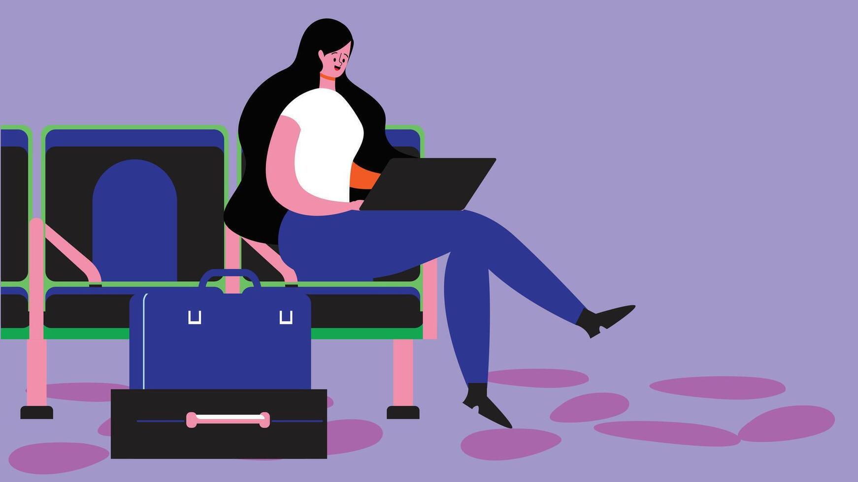 Passengers waiting for flight in airport illustraiton vector