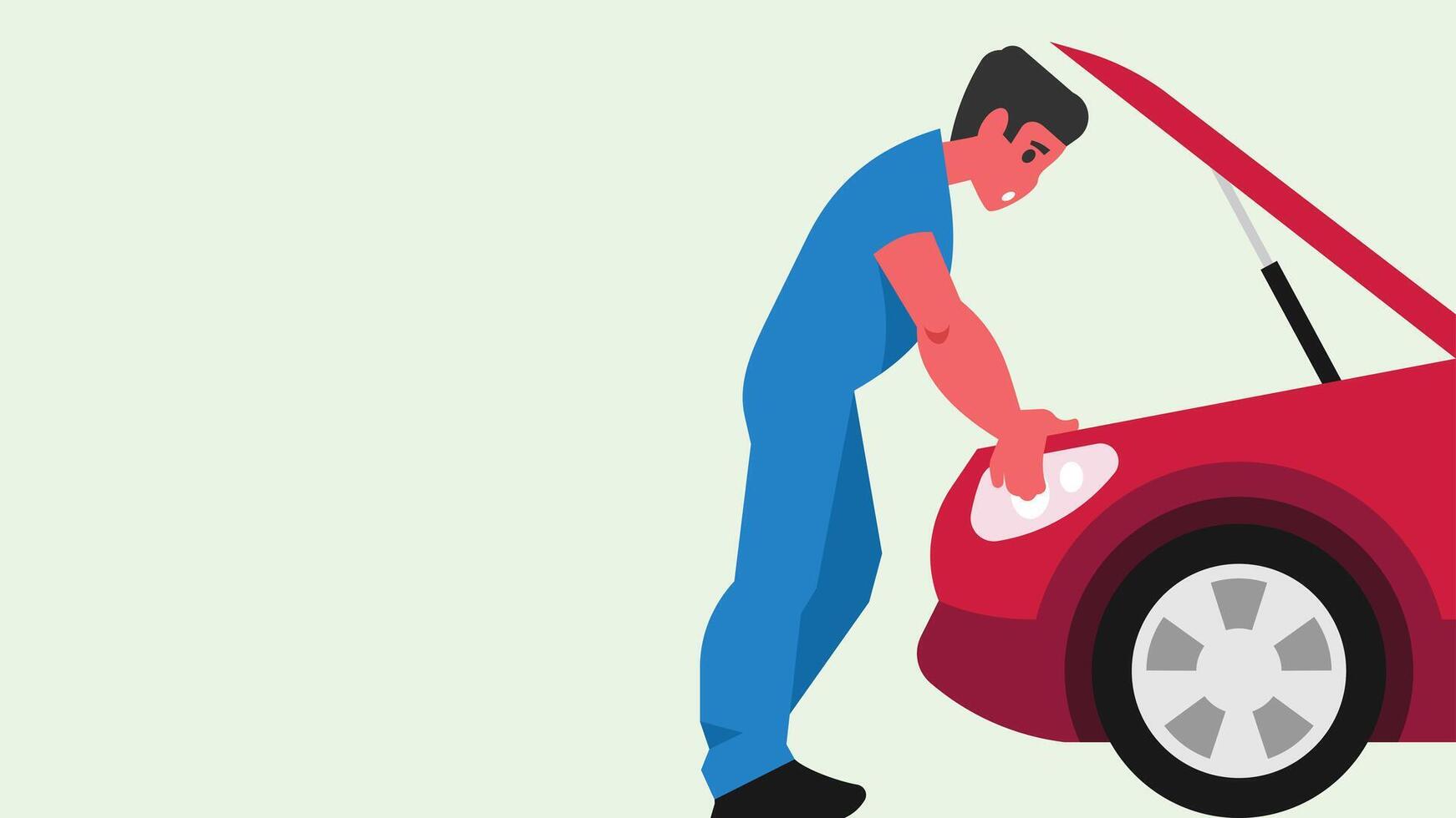 Mechanic fixing a car illustration vector