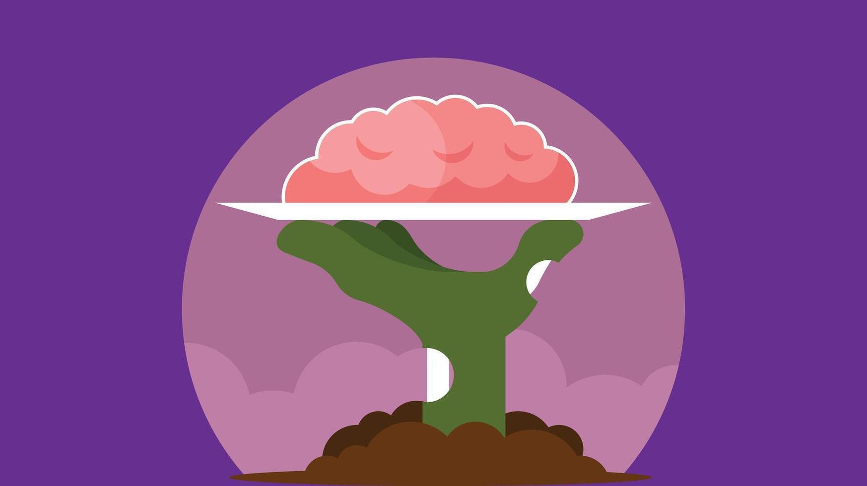 Halloween Zombie hand coming from earth illustration vector