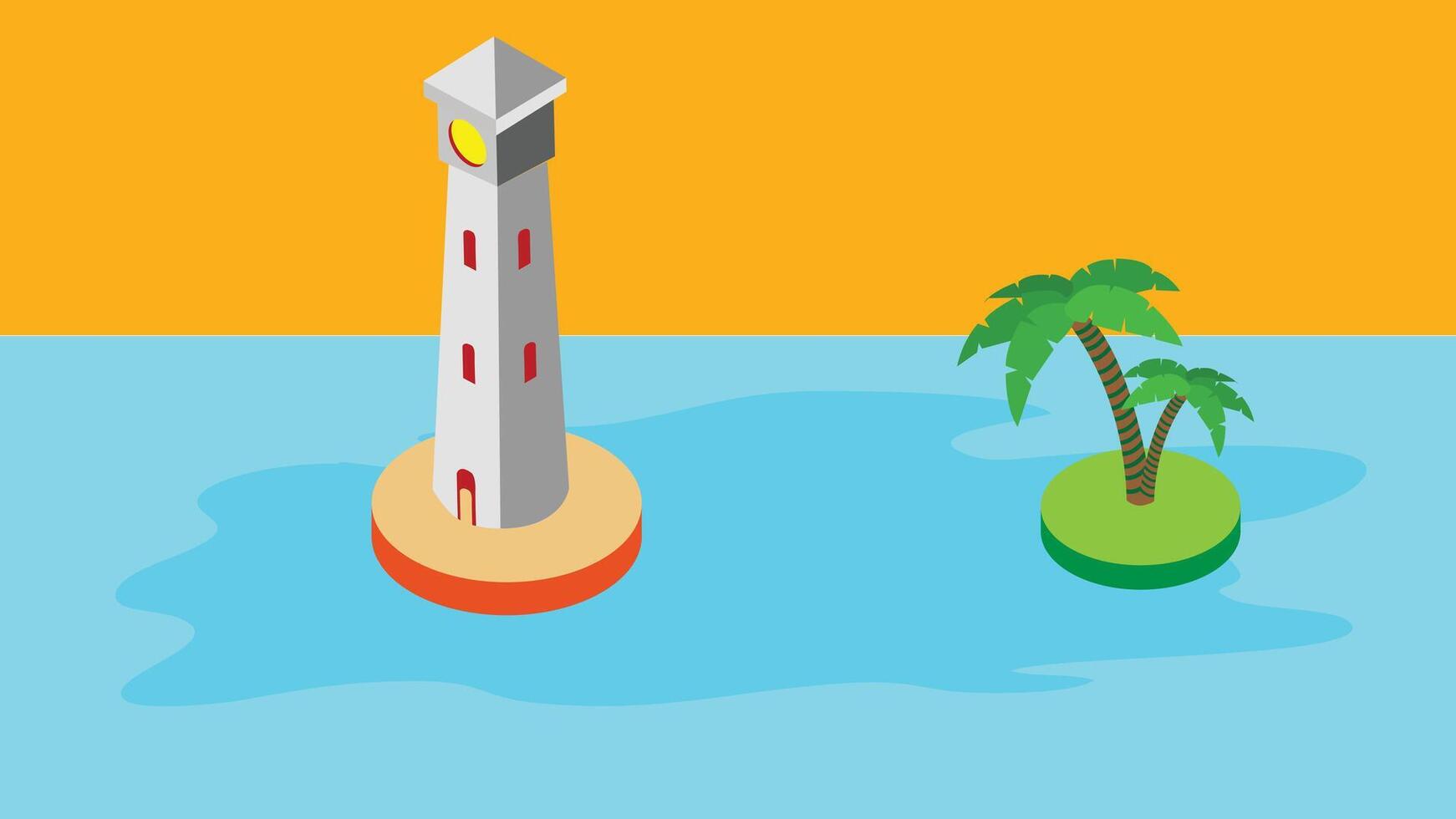 light house island in ocean illustration vector