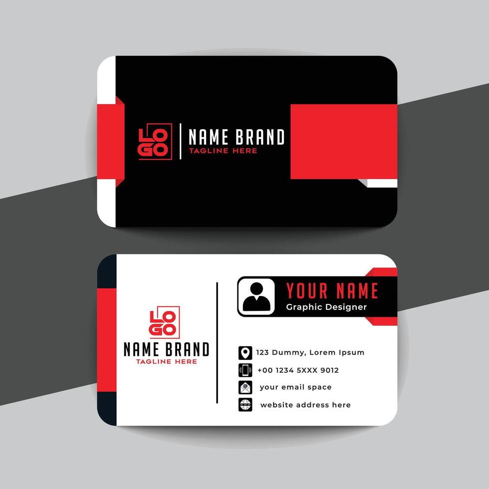 Red modern creative business card and name card horizontal simple clean template design vector