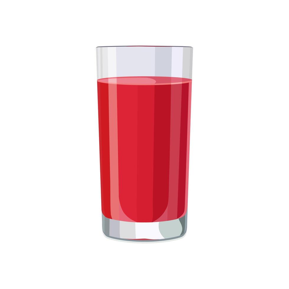 Full glass of red juice isolated on white background. illustration in flat style with drink. Clipart for card, banner, flyer, poster design vector