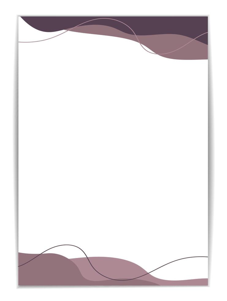 illustration features an A4 paper template with abstract, soft purple and maroon fluid shapes at the corners. It is ideal for designing elegant and professional-looking invoices or stationery vector