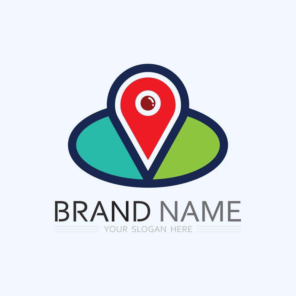 GPS and MAP logo navigator sign location symbol design illustration vector