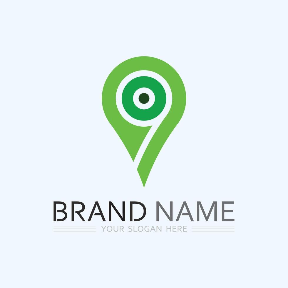 GPS and MAP logo navigator sign location symbol design illustration vector