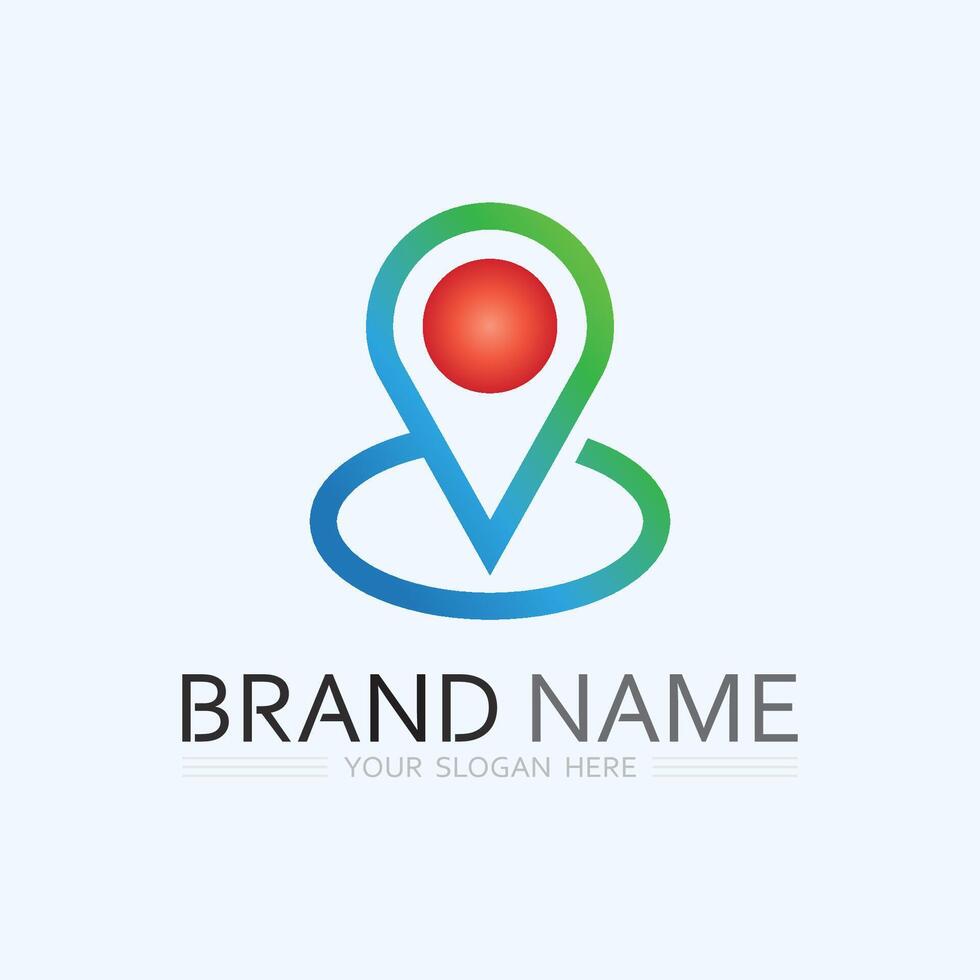 GPS and MAP logo navigator sign location symbol design illustration vector