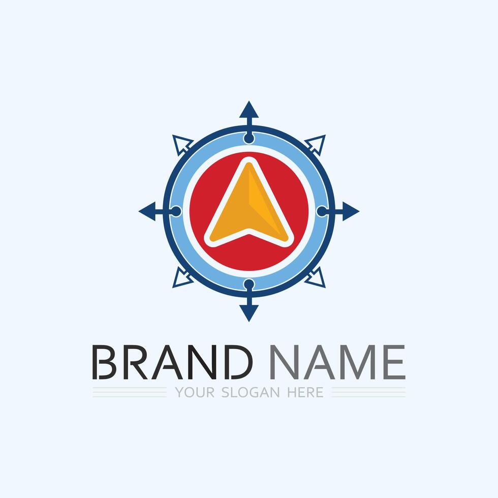 GPS and MAP logo navigator sign location symbol design illustration vector