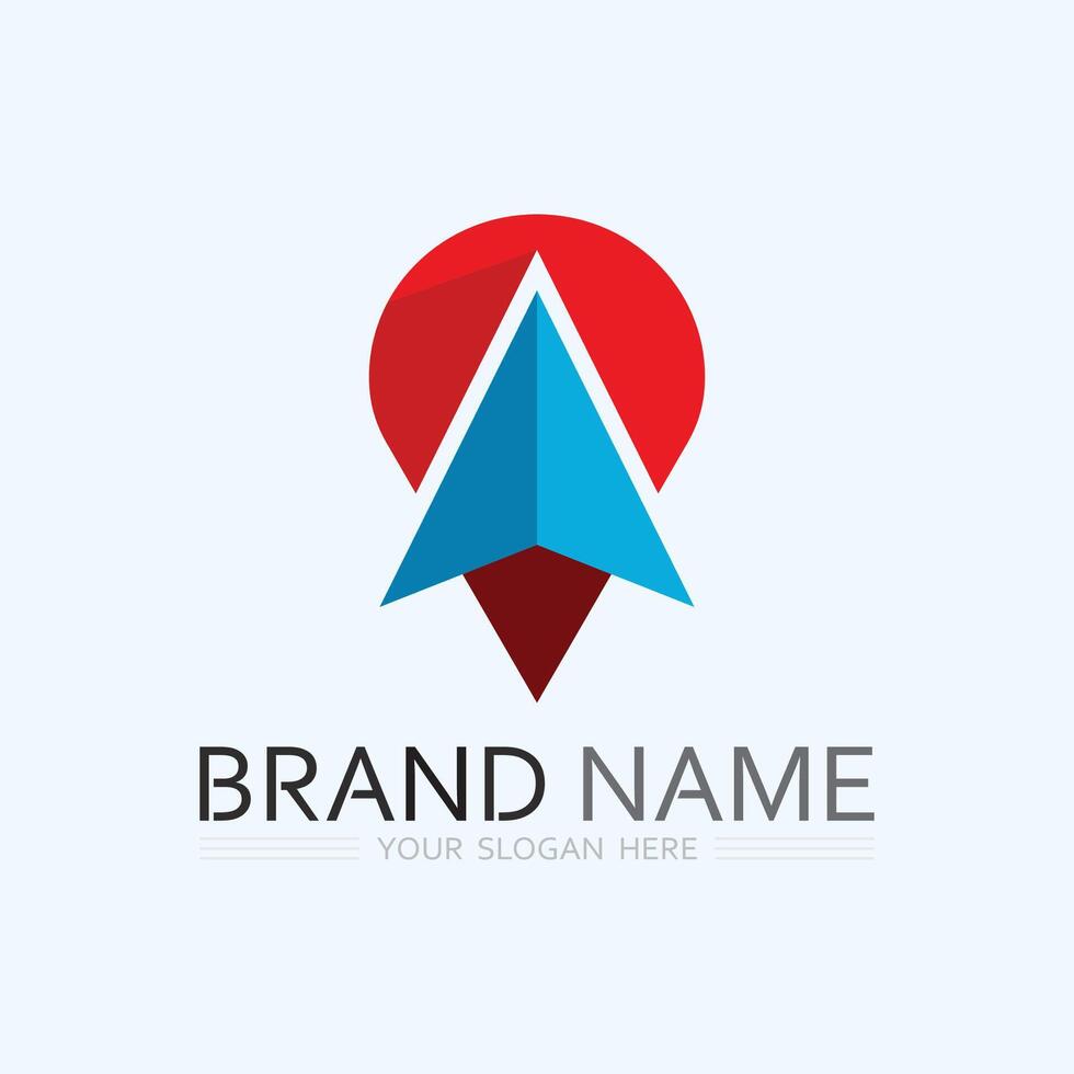 GPS and MAP logo navigator sign location symbol design illustration vector