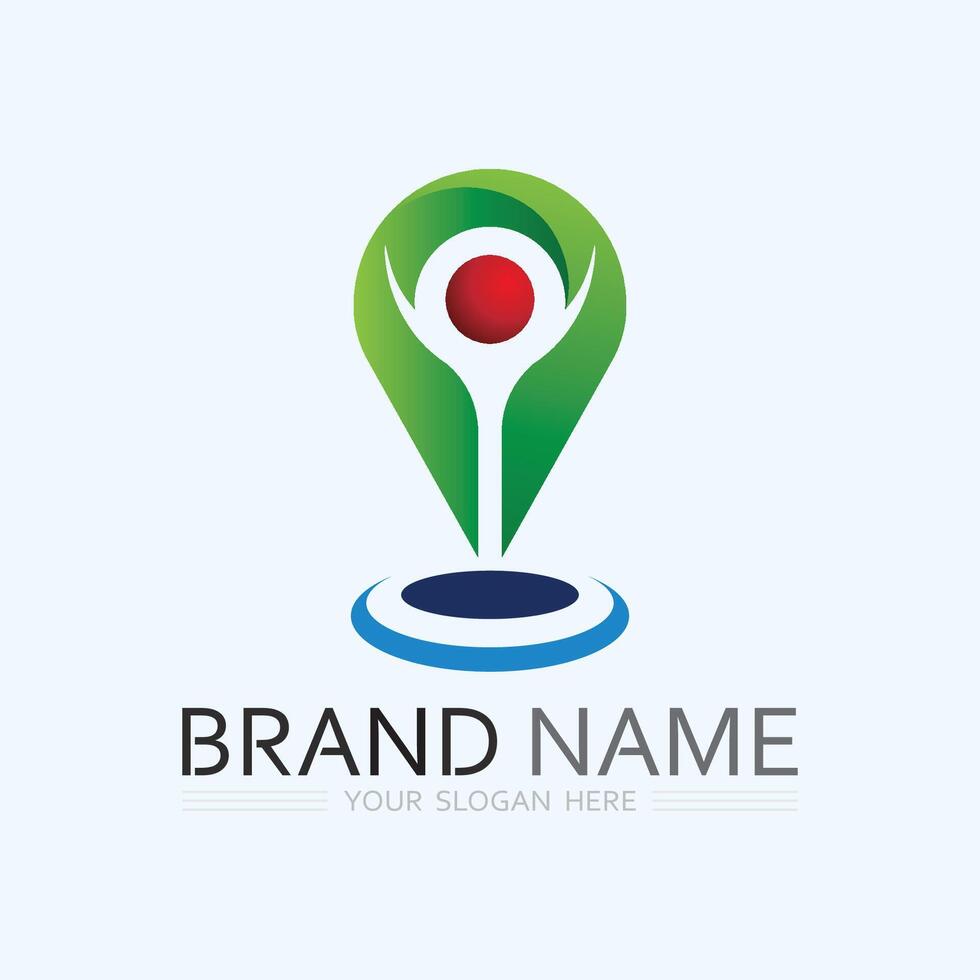 GPS and MAP logo navigator sign location symbol design illustration vector