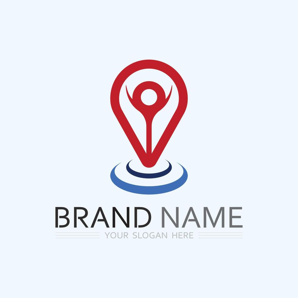 GPS and MAP logo navigator sign location symbol design illustration vector