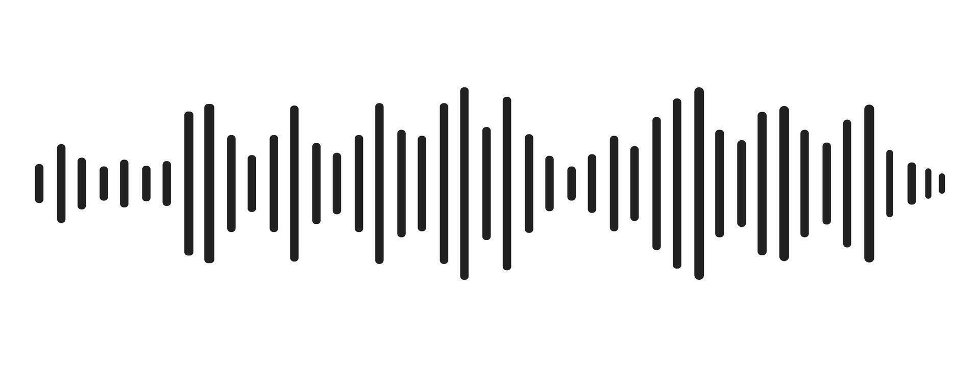 Sound wave decibel audio record simple voice message icon isolated on white background. Podcast player, music track. vector