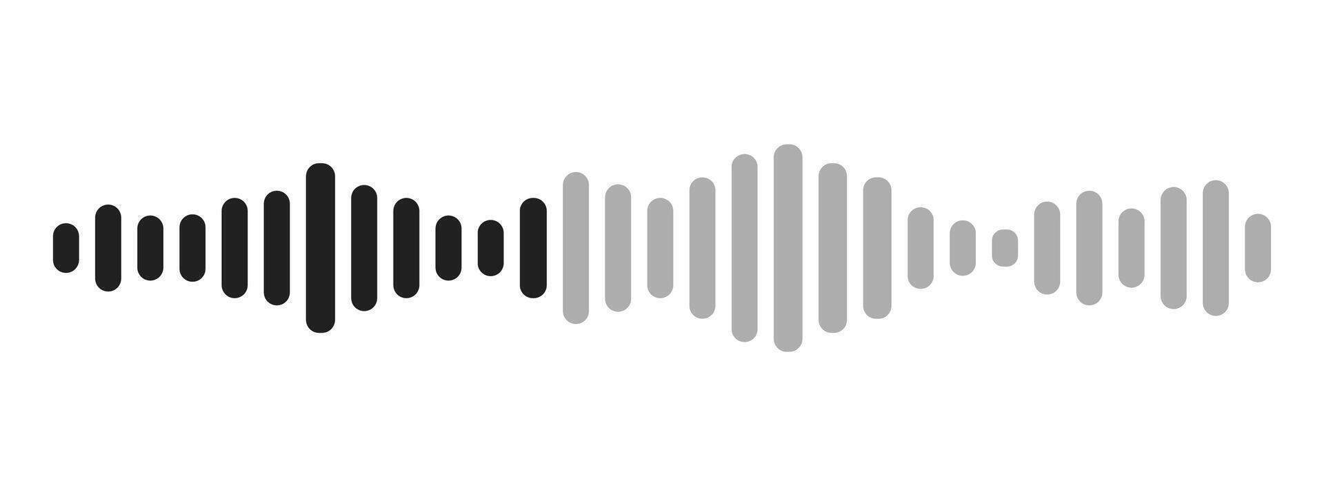 Sound wave decibel audio record simple voice message icon isolated on white background. Podcast player, music track. vector