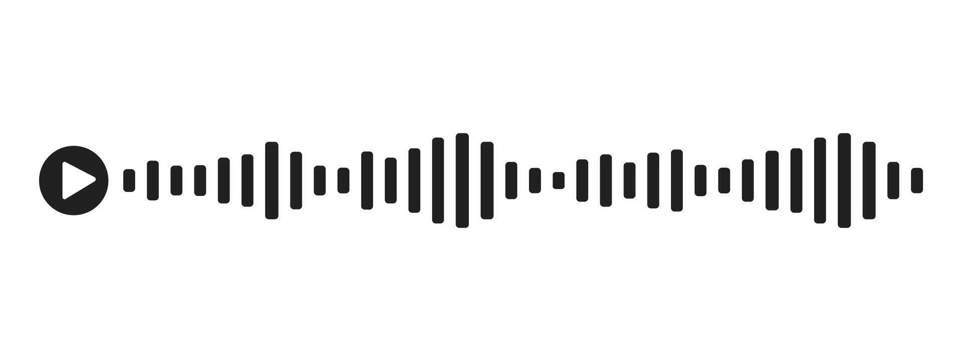 Sound wave decibel audio record simple voice message icon isolated on white background. Podcast player, music track. vector