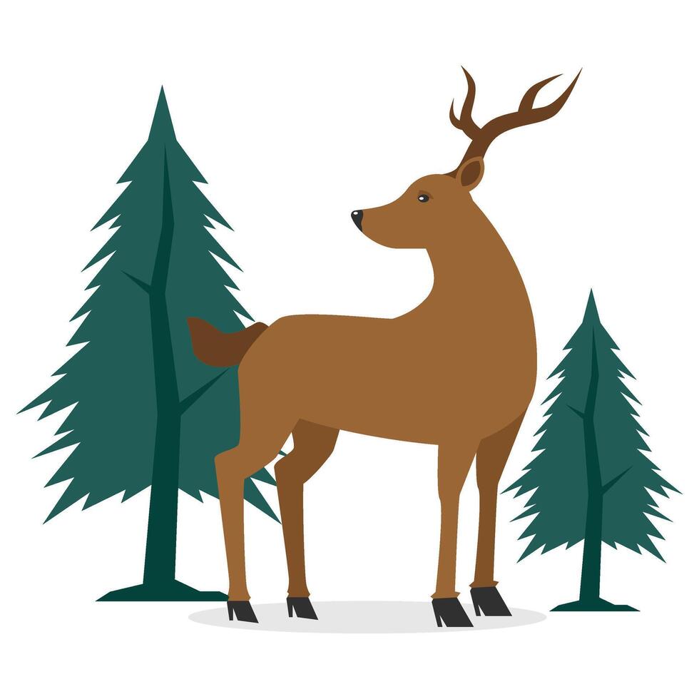 Reindeer And Christmas Tree Illustration vector