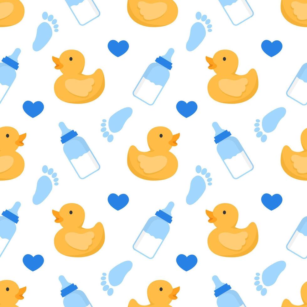 Baby Seamless Pattern Design, A Set of Simple Decorative Elements in a Hand Drawn on Style Cartoon Flat Illustration Template vector