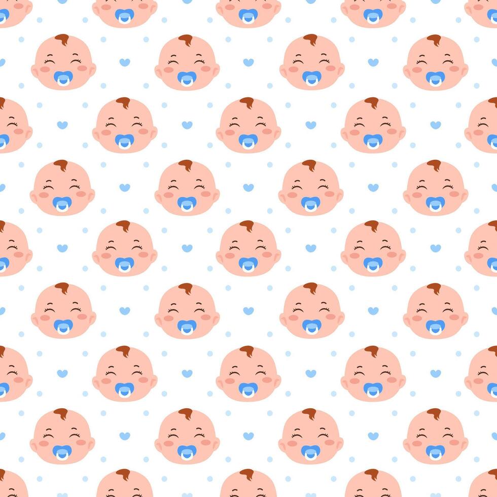 Baby Seamless Pattern Design, A Set of Simple Decorative Elements in a Hand Drawn on Style Cartoon Flat Illustration Template vector