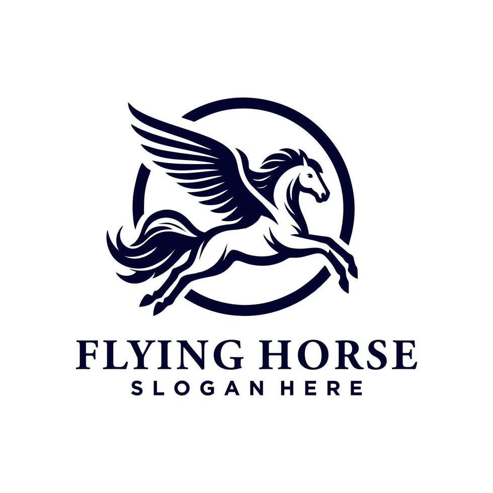 Horse Pegasus Logo Design Template. Flying horse logo design vector