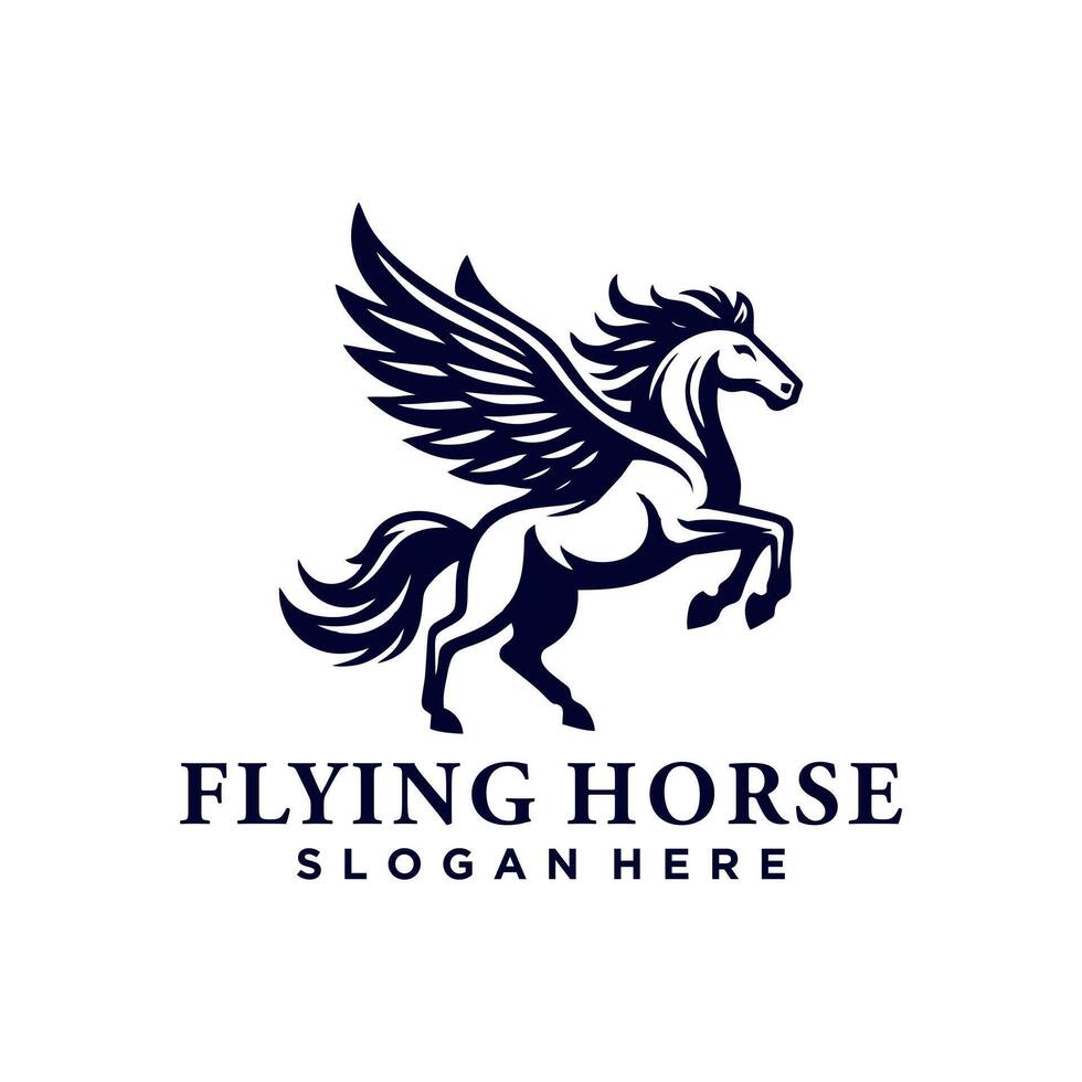 Horse Pegasus Logo Design Template. Flying horse logo design vector