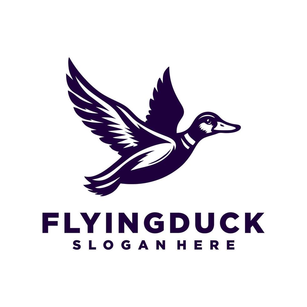 Flying duck logo design inspiration,Flying duck icon, goose, swan logo template vector