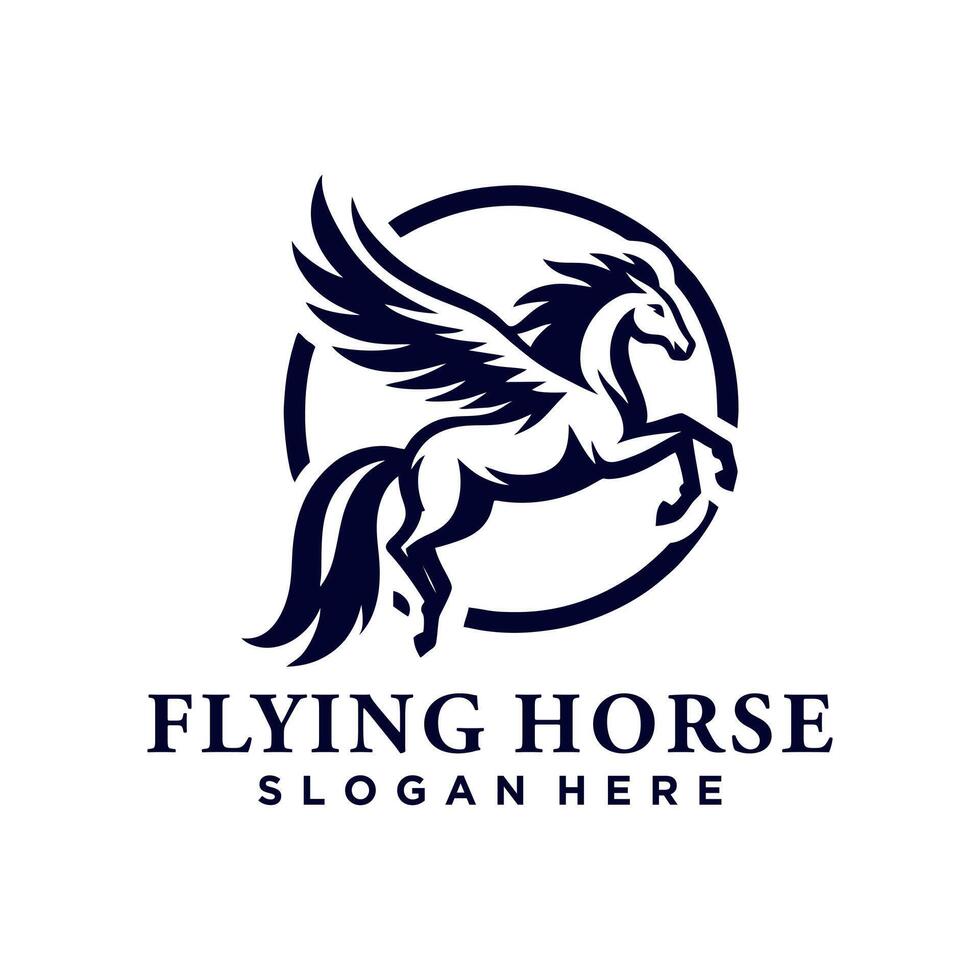 Horse Pegasus Logo Design Template. Flying horse logo design vector