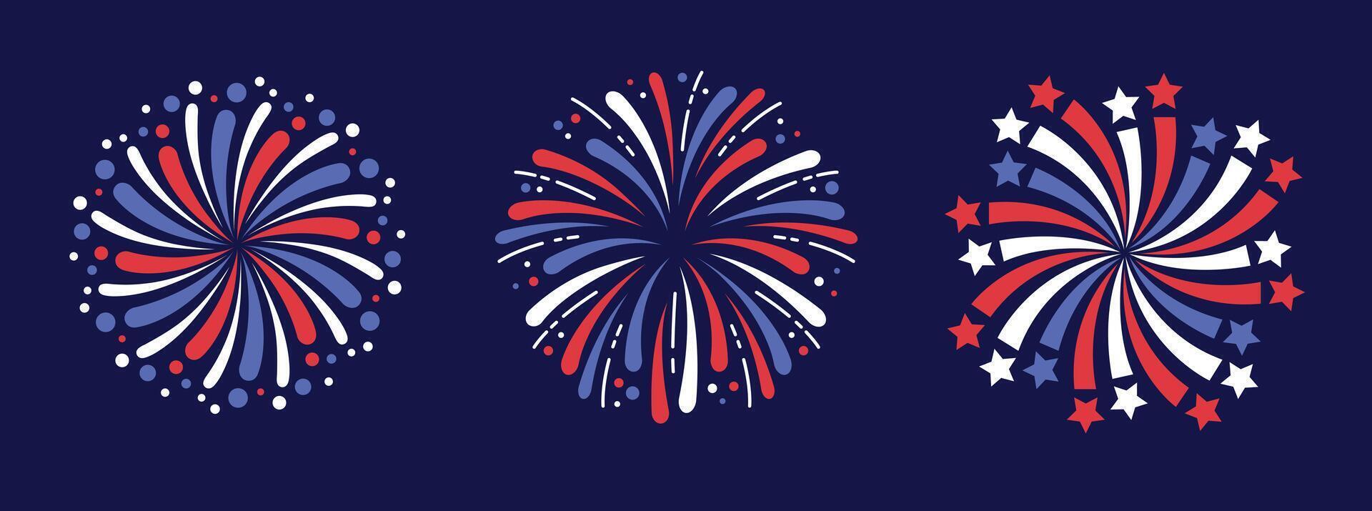 4th of july celebration fireworks freedom day vector