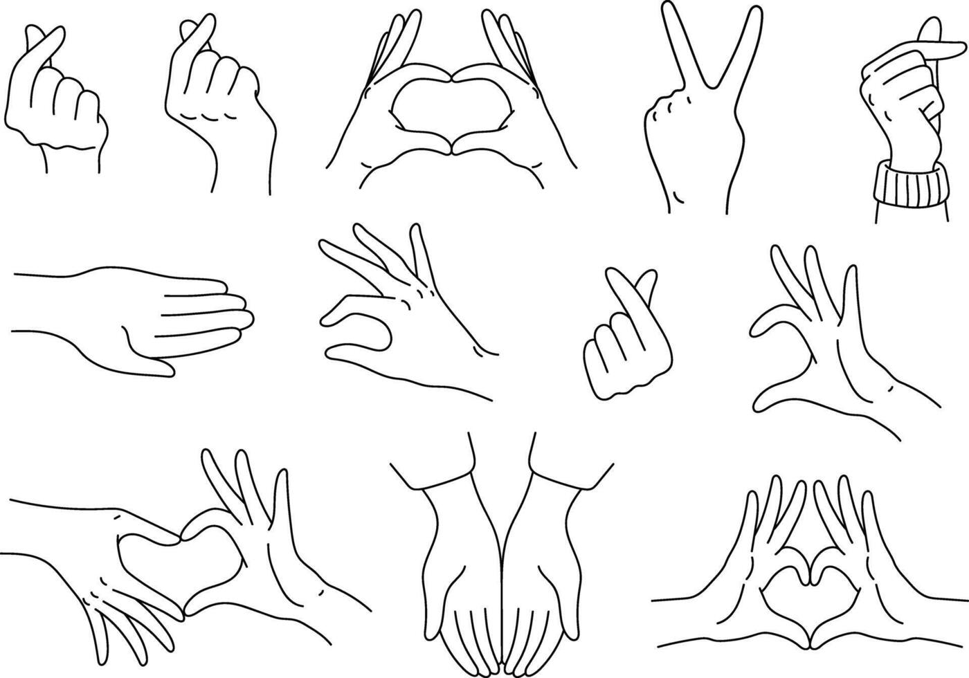 Pride Month Celebration Hand Sign Posture Line Art Outline vector