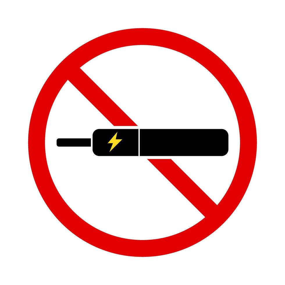 Electronic cigarette warning icon. E-cigarette prohibition. vector