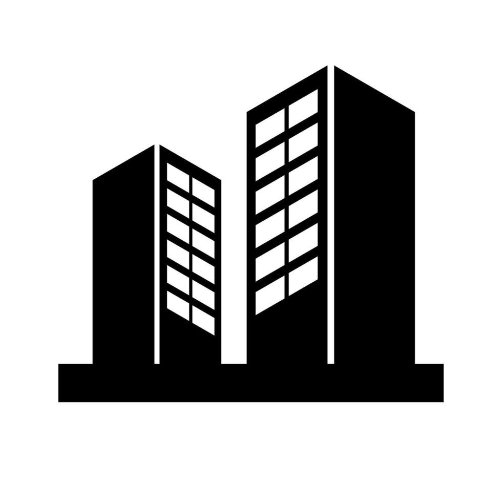 Two high rise building silhouette icon. vector