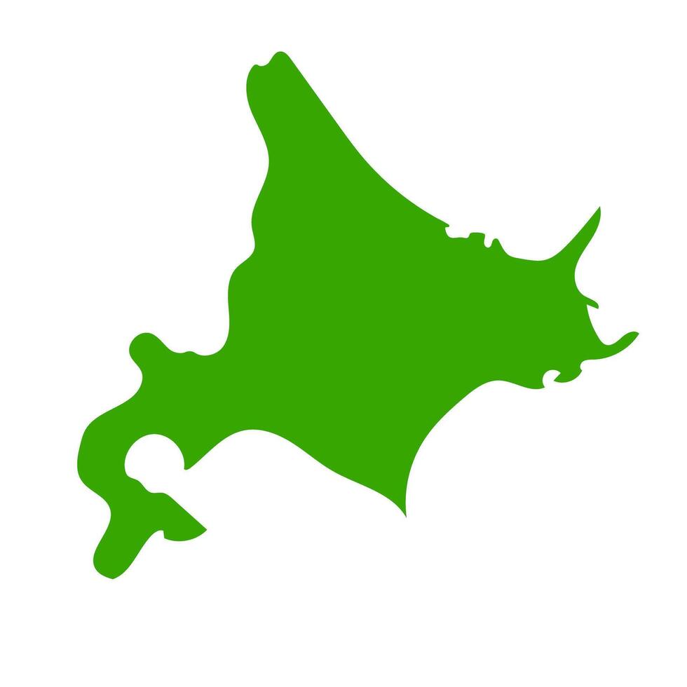 Green Hokkaido map icon. vector