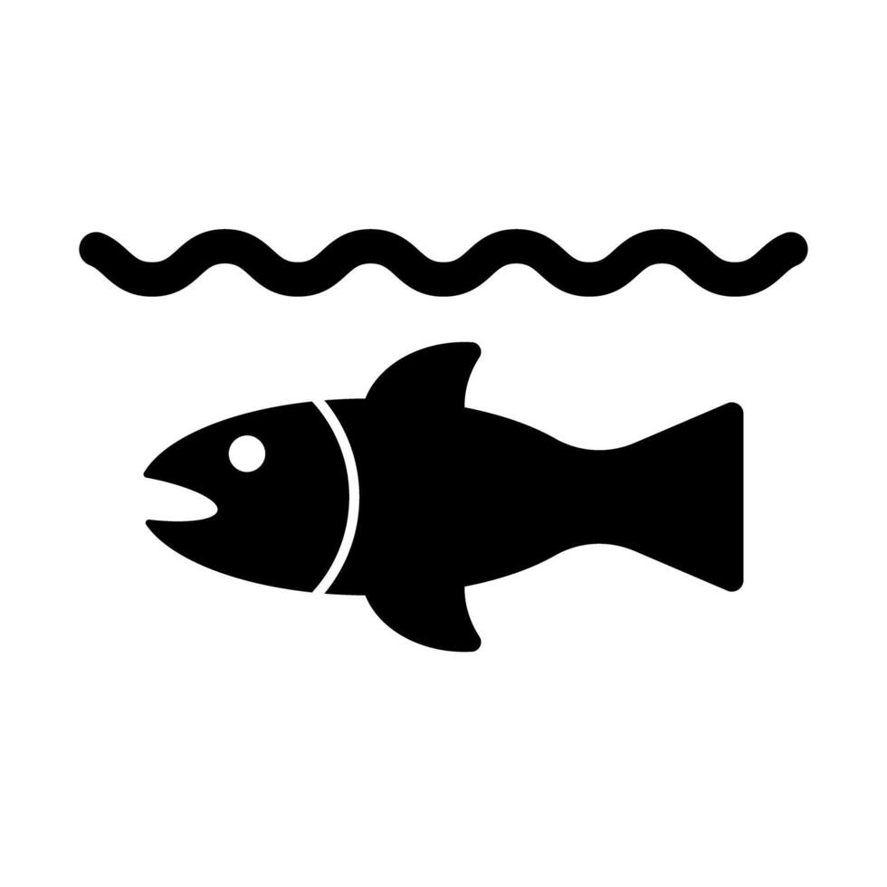 Fish silhouette icon in water vector