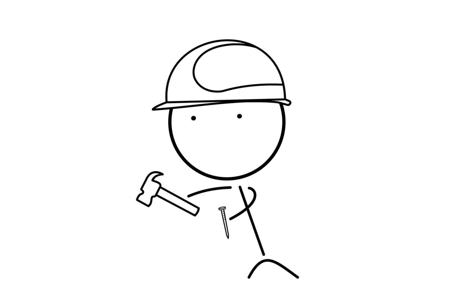 Builder with hammer and nails at construction site vector