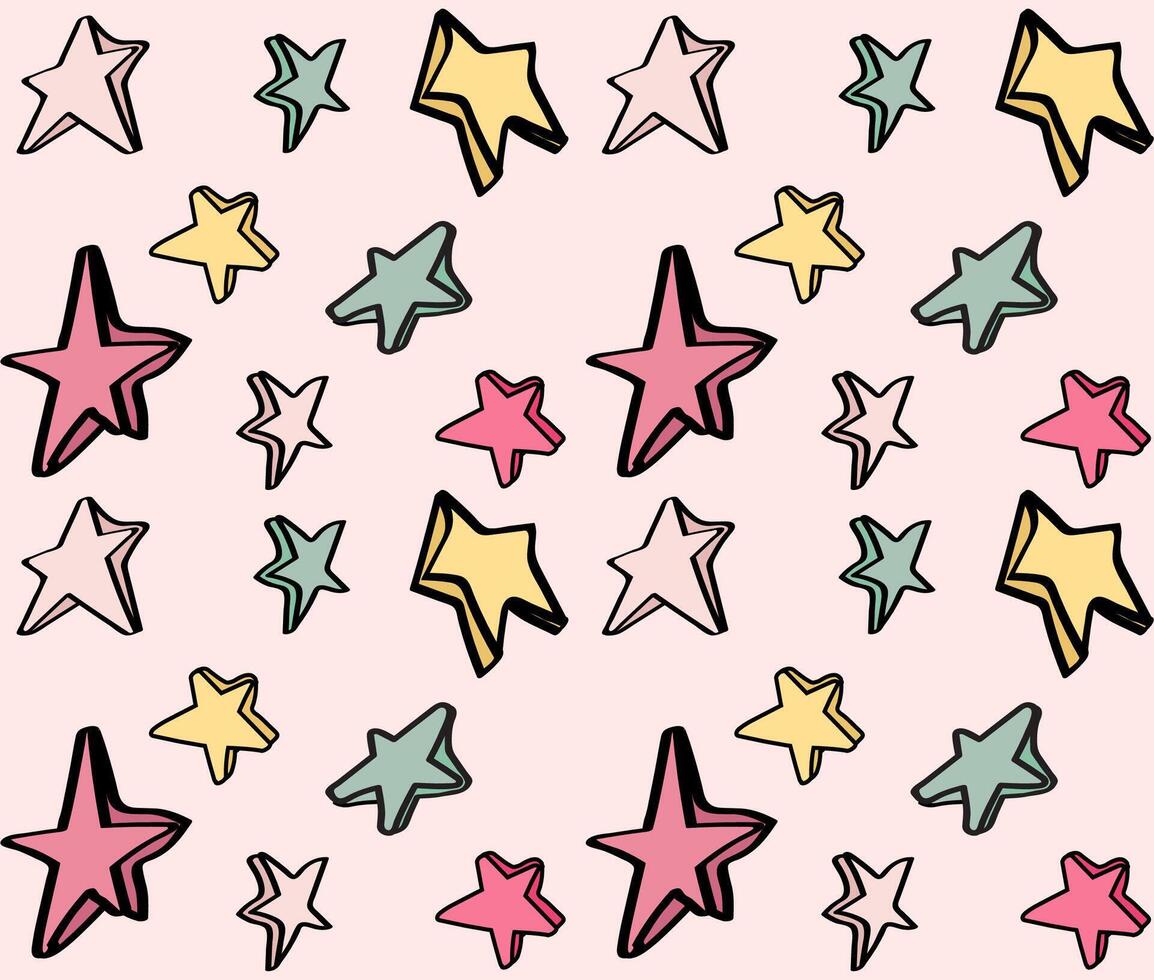 Cute kids' star sprinkles seamless pattern. vector