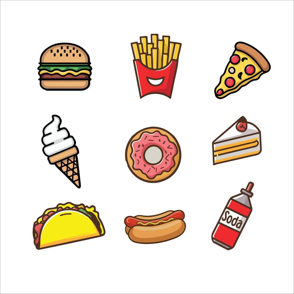 food icon set vector