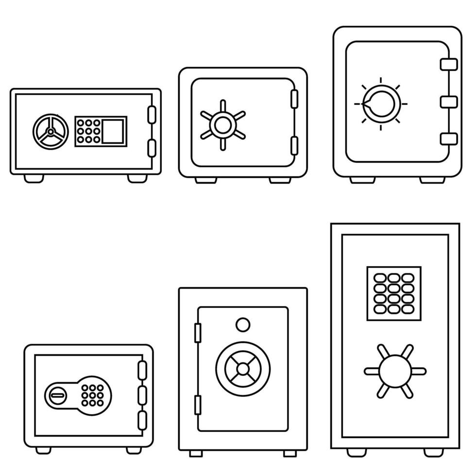 Safe icon set. Sttrongbox illustration sign collection. Peter symbol or logo. vector