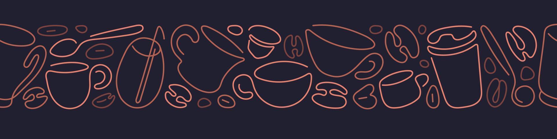 Coffee line pattern Espresso cup, cappuccino, bean vector