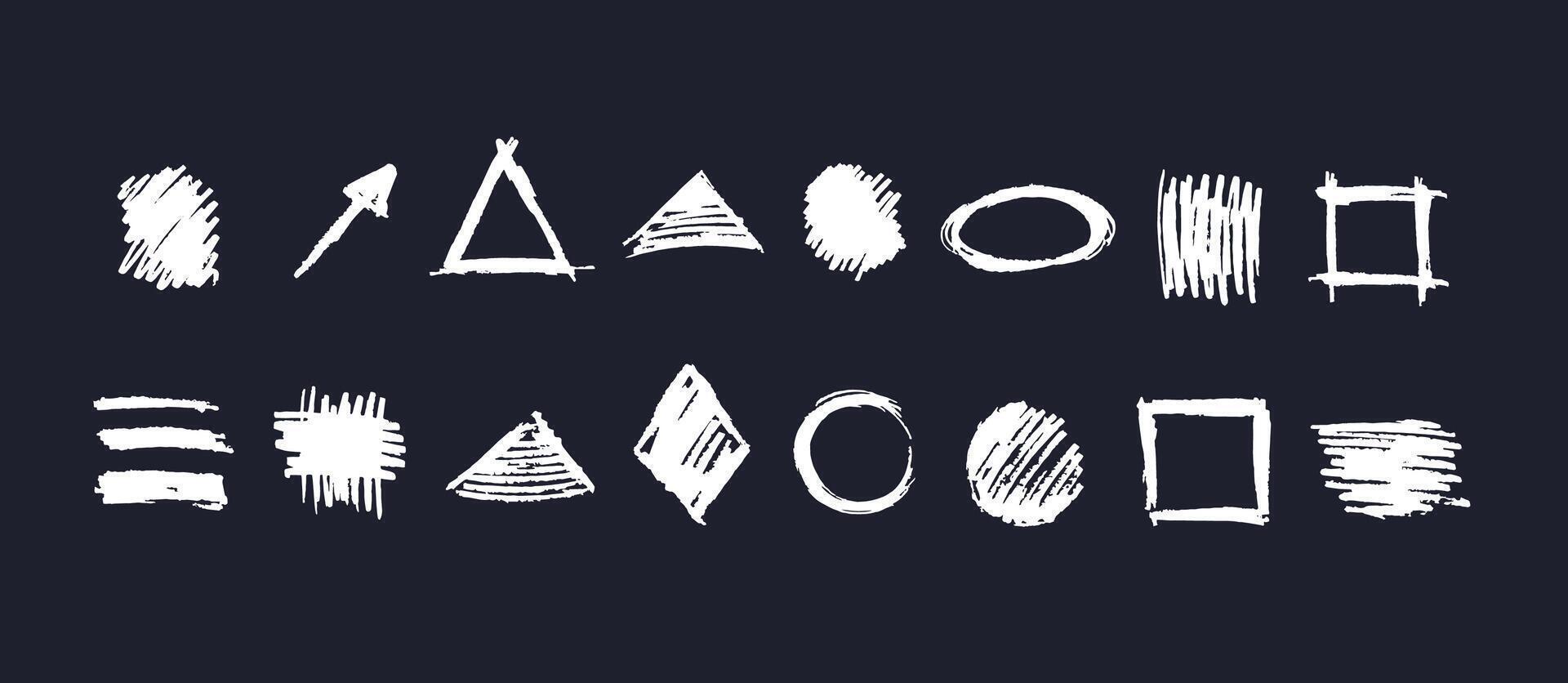 Brush scribbles, geometric form Hand drawn texture vector