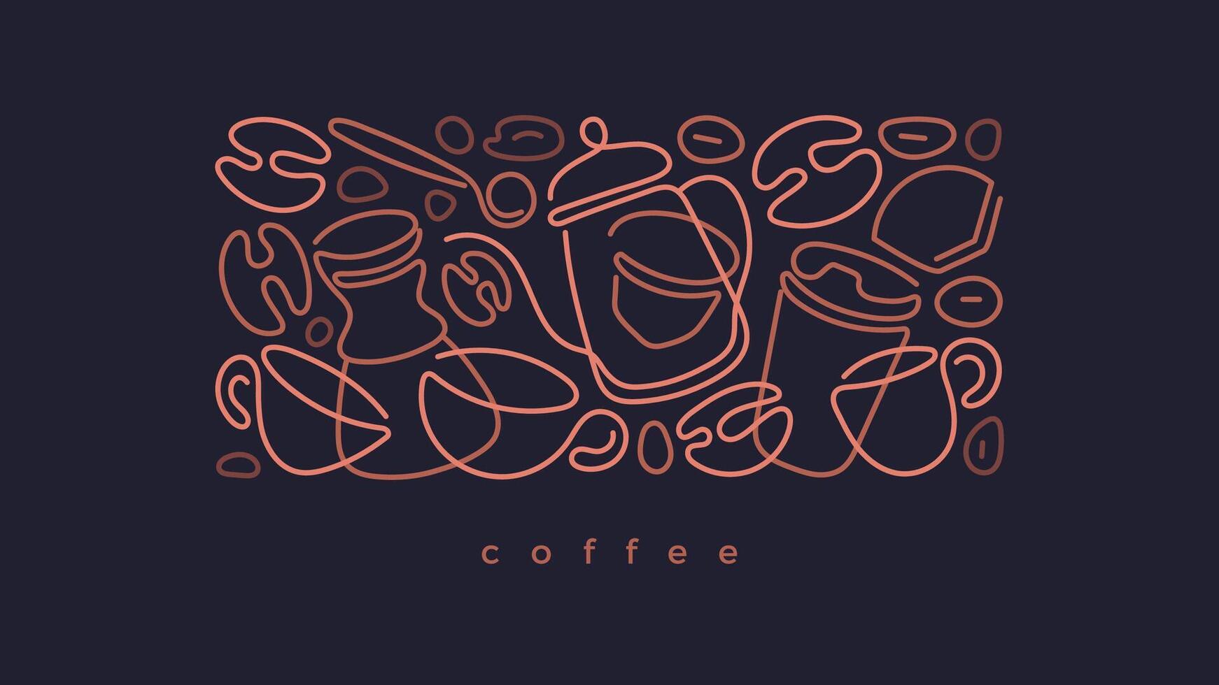 Coffee line. outline pattern. Espresso cups vector