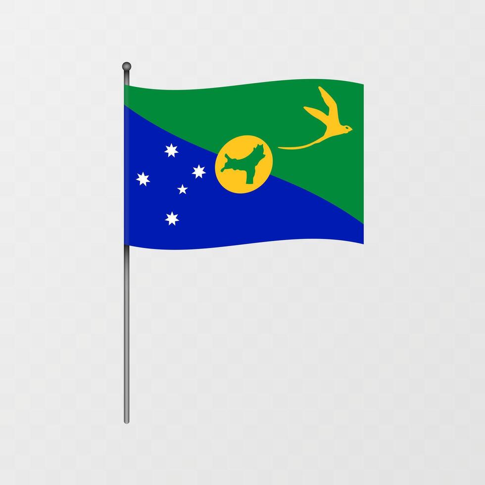 Christmas Island national flag on flagpole. illustration. vector