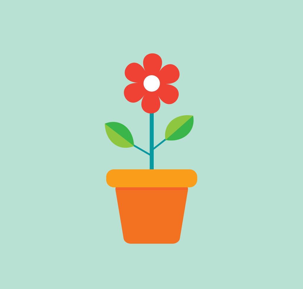 Red flower pot illustration vector