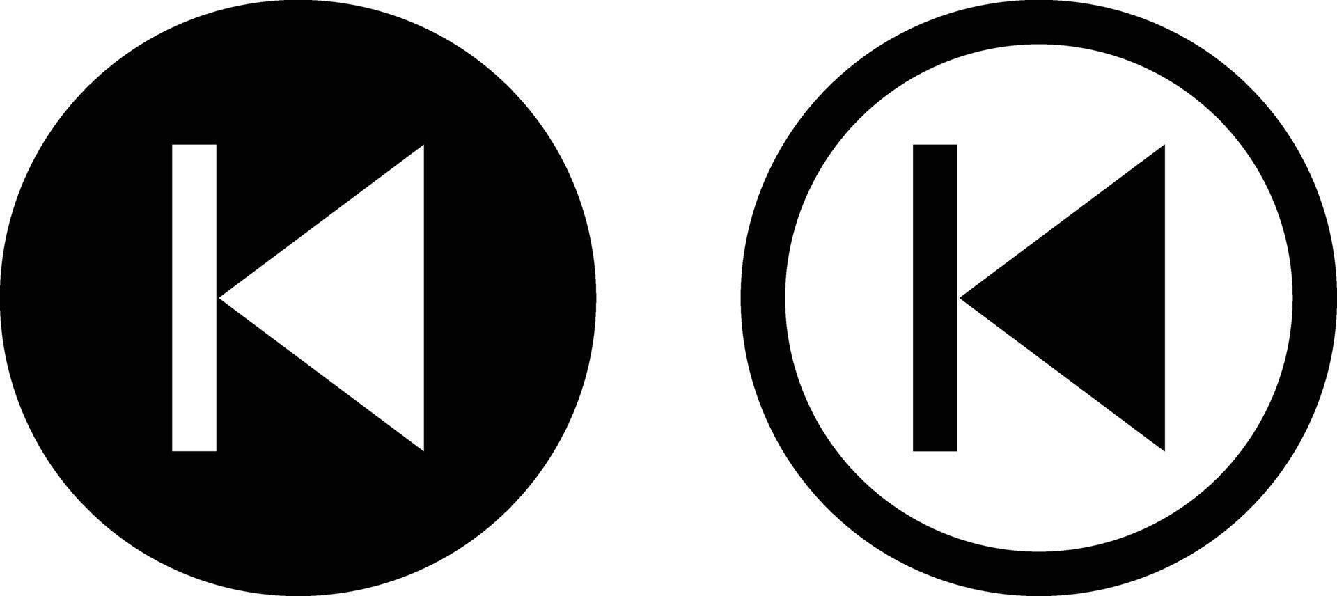 previous button icon set in two styles isolated on white background . Back button icon vector